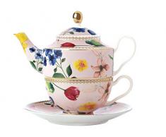 Théière et tasse motif Contessa Maxwell Williams HV0008, Porcelaine, rose, 380 ml