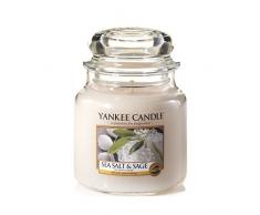 Yankee Candle 1507711E Bougie Parfumée Moyenne Jarre à Sel de Mer et Sauge Combinaison Rose 10,2 x 9,8 x 10,9 cm 410 g