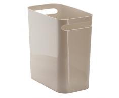 InterDesign Una corbeille Ã papier, poubelle en plastique avec poignÃ©es, conteneur Ã papier pour bureau, cuisine ou salle de bain, taupe
