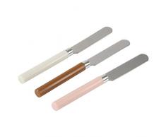 Delys-By-Verceral 509473 lot de 3 Couteaux à  Tartiner, Acier Inoxydable, 3 Couleurs, 1,5 x 7,5 x 20,5 cm