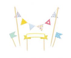 ScrapCooking 345 DÃ©coration Fanions pour GÃ¢teaux danniversaire, Papier cartonnÃ©, Bois, Multicolore, 15 x 11,5 x 3,5 cm