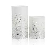 Pauleen 480.08 48008 Glowing Glitter Candle kit de 2Â Bougies LED Cire vÃ©ritable Flamme vacillante Chaud Blanc Argent pour Mariage, noÃ«l