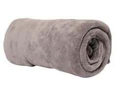 Soleil dOcre Plaid Extra Doux 120x160 cm Calin Gris en Microfibre, Polyester, 160x120 cm