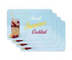 Venilia Set de table COCKTAIL ROSE, 45 x 30 cm, 4 pcs, antidÃ©rapant rÃ©siste Ã la chaleur et fait, PolypropylÃ¨ne, 59091