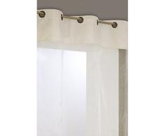 Rideaudiscount Voilage en Suedine et Organza 140x240cm 6 Oeillets Ecru Ivoire