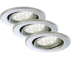Briloner Leuchten 7225-038 Encastrable LED, plafonnier, Spots, orientable, Chrome, GU10, 3 W, Blanc Chaud