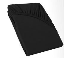 CelinaTex Perla Drap-Housse surmatelas Housse lit sommier tapissier Coton 120x200-130x200 cm Noir