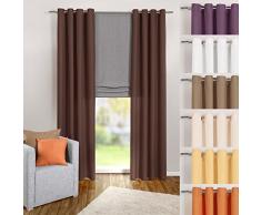 heimtexland Typ117 Rideau Ã Åillets en Microfibre Opaque et translucide Marron foncÃ© 245 x 140 cm