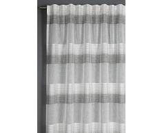 GARDINIA Rideaux à Passants Cachés et Rubans Fronceurs, Voilage Opaque, Etamine, Gris, 140 x 245 cm