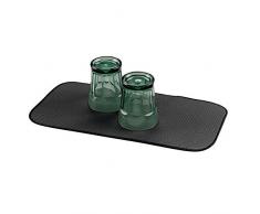 InterDesign iDry tapis de sechage, petit tapis égouttoir vaisselle en polyester, tapis évier fin pour un séchage rapide des assiettes, noir/blanc