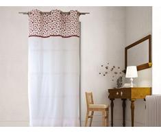 Soleil docre Voilage brodé en Coton Eloise à Oeillets, Rouge, 140 x 250 cm