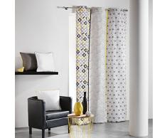 coton dintÃ©rieur rideau a oeillets 140x240 cm coton remix gris/jaune