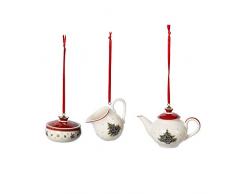 Villeroy & Boch - Toys Delight Decoration Ornements Ensemble à Café 3 Pièces, Lot de Petites Décorations pour Sapin en Porcelaine Premium, Multicolore, 6,3 cm