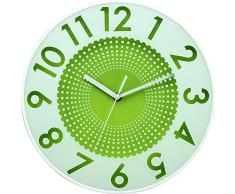 BUVU ZH09792C Horloge Murale, Plastique, Vert, 30 x 30 x 5 cm