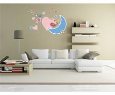 Indigos Kar-lovely003â70Â Wall Sticker Mural lovely003Â âÂ Bonbons cÅursÂ âÂ Lune et Ã©toilesÂ âÂ Sticker Mural 70Â x 48Â cm