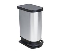 Rotho 1016110264 Poubelle à pédale, in-Mould Labelling Silver Metallic, Taille Unique
