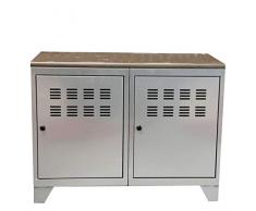 Armoire 2 Porte sur Pieds avec Plateau en MDF, Aluminium
