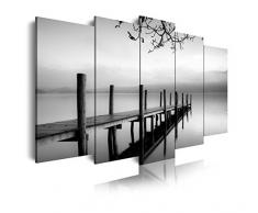 Dekoarte 150 - Tableau moderne sur toile montÃ© sur cadre en bois 5 piÃ¨ces XXL, nature embarcadÃ¨re zen, 200x100cm