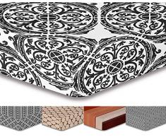 DecoKing Premium 93320Â Drap Housse 200Â x 220Â cm chevalet 30Â cm Noir et Blanc Motif gÃ©omÃ©trique Drap Housse Parure de lit en Microfibre garnituren Black White Hypnosis Collection Mandala