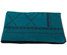 David Fussenegger Savona Plaid Tapis, Coton mÃ©langÃ©, Bleu pÃ©trole, 200Â x 150Â cm