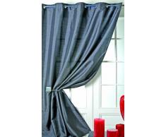 HomeMaison 86574-1 Panneau Voilage Taffetas Uni Effet Soie Polyester Noir 0,2 x 150 x 260 cm