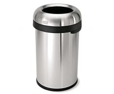 simplehuman, poubelle ronde ouverte, acier Ã©pais inoxydable brossÃ©, 80 litres
