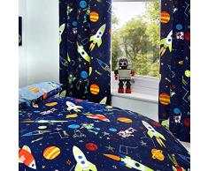 Bedlam, Polyester, Coton, Bleu, doublé Rideaux plissés