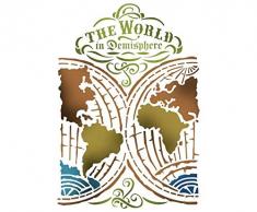stamperia pochoir de pochoir, motifs Globe terrestre multicolore, Taglia Unique