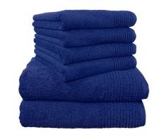 Dyckhoff 0410996445 Ensemble de Toilette avec 4 essuie-Mains 50 x 100 cm et 2 Serviettes de Bain 70 x 120 cm Bleu