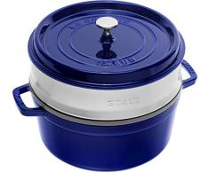 Staub 1133891 Cocotte Ronde avec Cuit-Vapeur Bleu Intense 26 cm