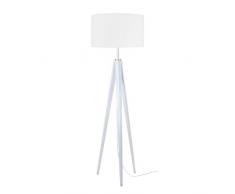 Tosel 51075 Lampadaire, Bois/Tube Acier, Abat-Jour Coton, E27, 40 W, Blanc, 50 x 163 cm