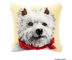 Kit coussin au point nouÃ© Un chien blanc