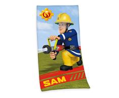 Herding SAM LE POMPIER Serviette de Bain, 150 x 75 cm, Coton, Multicolore