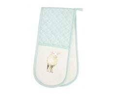 Kitchen Craft 100% Animaux de la Ferme Imprimé Double Gants de Cuisine, 86 x 18 cm (86,4 x 17,8 cm), Coton, crème/Vert Sauge, 87 x 1 x 18.5 cm