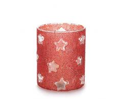 EUROCINSA Réf. 26348 Photophore en Verre doublé en Rouge avec étoiles prédécoupées 10 x 13 cm. 1 unité, Taille Unique.