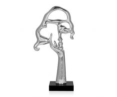 Arte Dal Mondo D5327HS Petit Visage de Femme abstraicte Statue Sculpture Abstraite en rÃ©sine dÃ©corÃ©e Ã la Feuille dargent, 53 x 27 x 15 cm