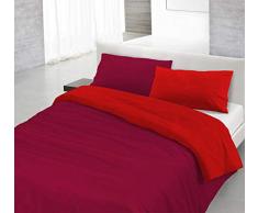 Italian Bed Linen CP-NC-Rosso/Bordeaux â 1PM Natural Color housse de couette double-face couleur unie avec taies doreiller, 100Â % Coton, Rouge, Small