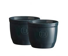 Emile Henry Eh974008 Le N°8 Set de 2 Ramequins Céramique Bleu Feu Doux 8,5 X 8,5 X 7 cm