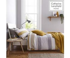 Catherine Lansfield Newquay Parure de lit Facile dentretien Motif Rayures Ocre, Polyester Coton MÃ©lange de Coton Polycoton., Ocre, Parure pour lit Simple