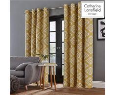 Catherine Lansfield Rideaux aztèque, 167,6 x 228,6 cm, Coton et Polyester, Ocre, Curtains - 66x72In