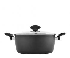 H&H Black Twist Spirale Casserole Anti-adhÃ©sive avec Couvercle et 2Â anses, Aluminium, Noir 20x35x9.5 cm Noir