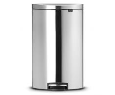 Brabantia 482021 Poubelle pÃ©dale Flatback avec seau en plastique, 40 L - Argent
