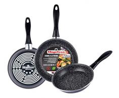 Megafesa K2 Gransasso - Lot de 3 poêles, diamètre 18/20/24 cm, Gris Marengo