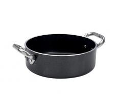 Pentole Agnelli Alblack Casserole basse, en aluminium, épaisseur 5 mm, avec 2 poignées en acier inoxydable 28 cm Noir