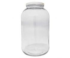 Viva Haushaltswaren # 62203 # XXL Bocaux 4250 ML, Pot en Verre récipient en Verre avec Fermeture à vis Blanc et étiquette Boîte de Conservation, Verre, Transparent, 15.9 x 15.9 x 27 cm