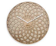 NeXtime Grande Horloge Murale Sun Small très silencieuse, en Bois, Beige, Ronde, ø 35 cm