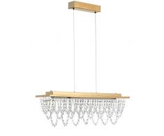 ONLI - Lampe à suspension LED intégré 3000K 12W en métal doré et cristaux