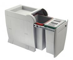 ELLETIPI City PTA 3040A Poubelle coulissante pour Le tri sélectif, à Placer sous évier, 28 x 42 x 44 cm, GrisÂ