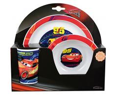 FUN HOUSE 005515 Disney Cars Ensemble Repas Contenant 1 Assiette, 1 Bol et 1 Verre pour Enfant, PolypropylÃ¨ne, Jaune, 26,5 x 8,5 x 24,5 cm