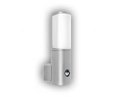 GEV LED Applique Murale ExtÃ©rieure NATALIA avec dÃ©tecteur de mouvement Angle de dÃ©tection Ãclairage 120Â Â° Interrupteur crÃ©pusculaire, IP 44, 550Â lm, 3000Â K, Blanc chaud, aluminium, 7Â W, gris argentÃ©,